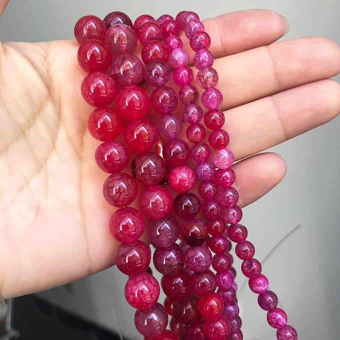 45pcs Smooth Natural Red Agate Beads，8mm Dragon Vein Gemstone Round Loose Stone - Image 3