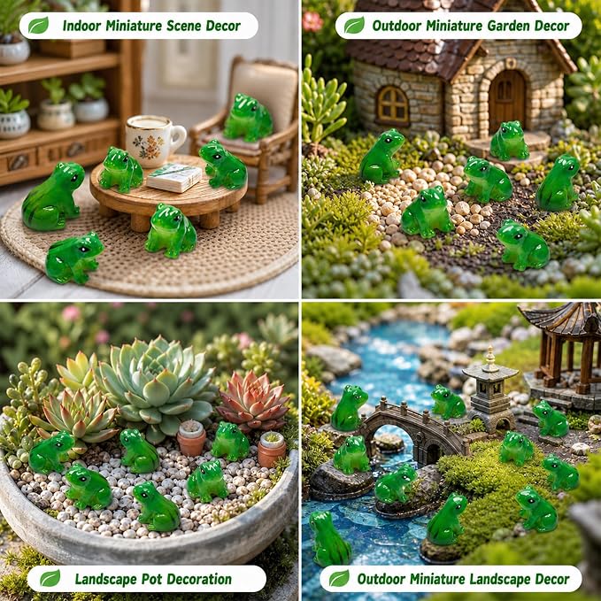 Exasinine 30 Pcs Resin Mini Frogs Green Frog Miniature Figurines Animals Model - Image 7