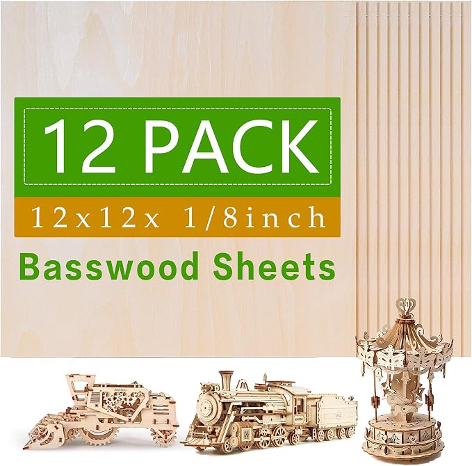 Basswood Sheets 12"x12"x1/8", 3mm Basswood by Unknown