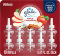 Glade PlugIns Refills Air Freshener, Scented and Essential Oils for Home and Bathroom, Apple Cinnamon, 6.7 Fl Oz, 10 Count (Packaging May Vary)