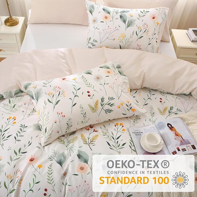 MUXHOMO Duvet Cover King Size, Reversible Floral Vintage Cover Set - Image 2