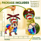 French Bulldog Ornament – Faux Stained Glass Frenchie Christmas Ornament - Image 2