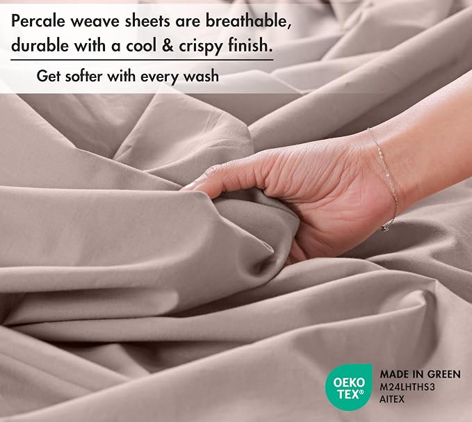 RUVANTI 100% Cotton Sheets – Twin Size Percale Bedding, Cooling & Breathable - Image 4