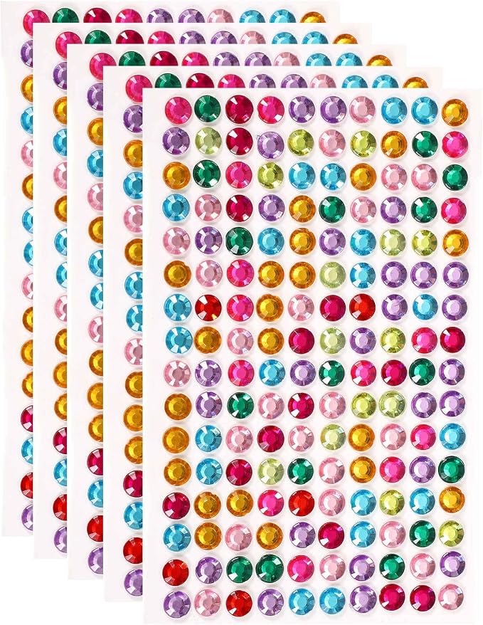 HARFINGTON 5 Sheet/800pcs Rhinestone Adhesive Stickers Self Adhesive Acrylic by HARFINGTON