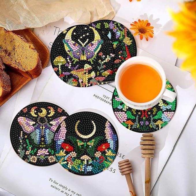 EWJRNSF 10 PCS Butterfly Diamond Art Coasters Kit - Image 4