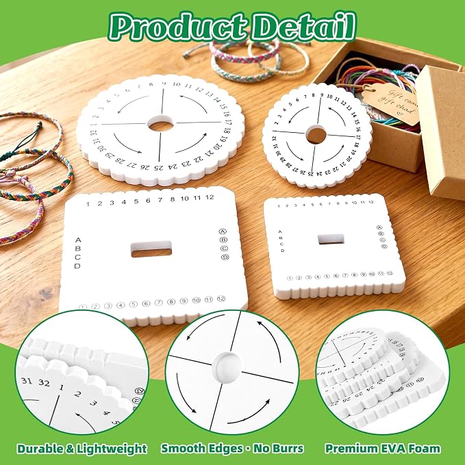 BILLIOTEAM 14 PCS 7 Sizes Braiding Disk Round Kumihimo Beading Cord Disc | - Image 3