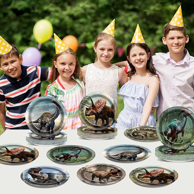 Naozinebi 72PCS Dinosaur Birthday Plates Dinosaur Party Supplies Dino World - Image 7