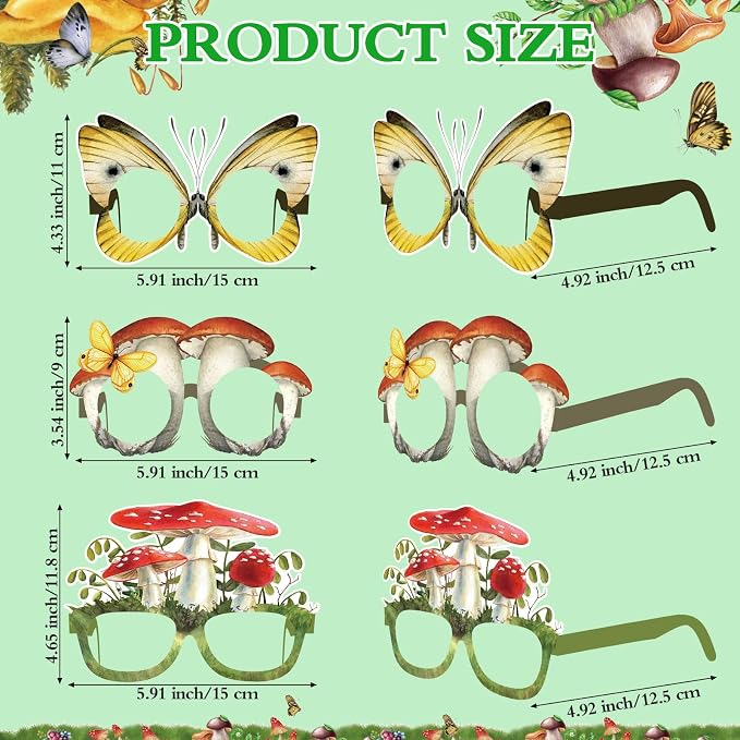 Pajean 36 Pcs Enchanted Forest Party Decorations Mushroom Themed Eyeglasses - Image 2