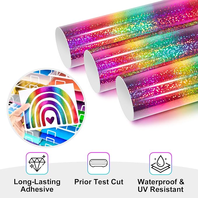 TECKWRAP Sparkle Permanent Vinyl Rainbow Holographic Chrome Adhesive Vinyl 1ft - Image 2