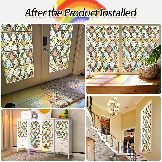 Window Privacy Film, Stained Glass Decorative Static Cling UV & Heat Blocking - Image 7