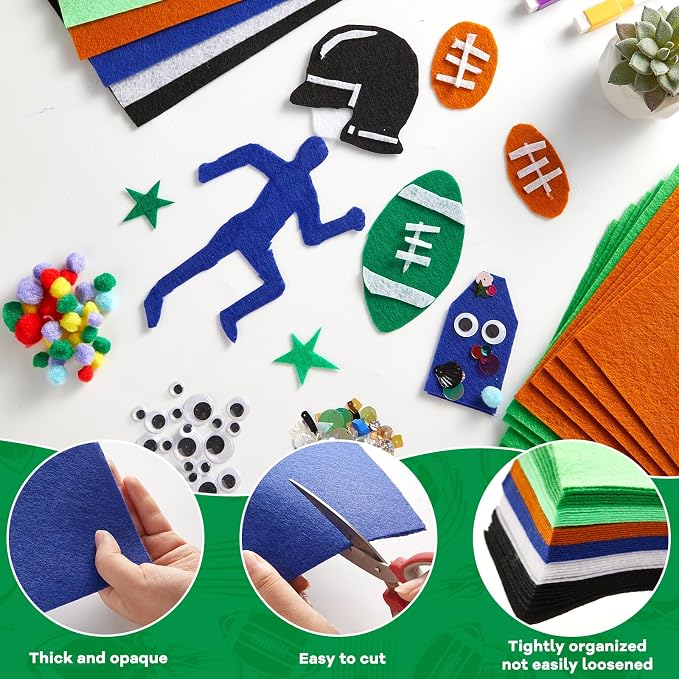 gisgfim 42Pcs Football Felt Fabric Sheets Craft Kit 8 x 12 Inch Green Brown - Image 3