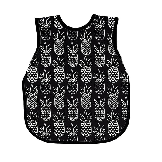 BapronBaby Pineapple Monochrome Bapron - No Neck Tie Safer Bib for Baby & Toddler - Soft Waterproof Stain Resistant - Machine Washable - Sz Baby/Toddler 6m-3T