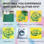 HTVRONT Green Glitter HTV Heat Transfer Vinyl Rolls - Image 3