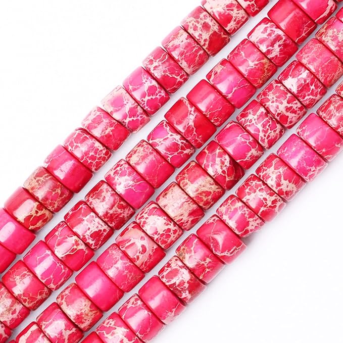 Natural Stone Heishi Beads for Necklace Making, 4 mm x 6 mm Small Flat Round by YUGDRUZY