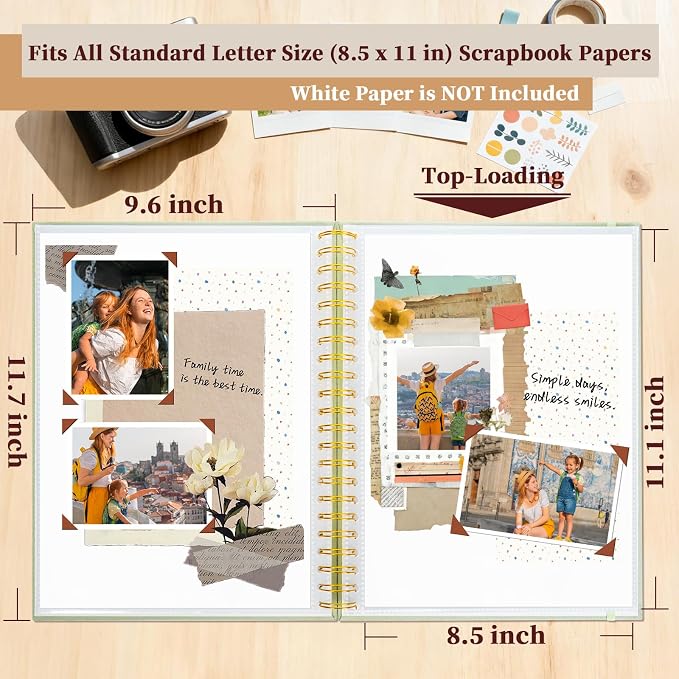 8.5x11 Inch Scrapbook Photo Album, Linen Cover DIY Scrapbooks - Image 3