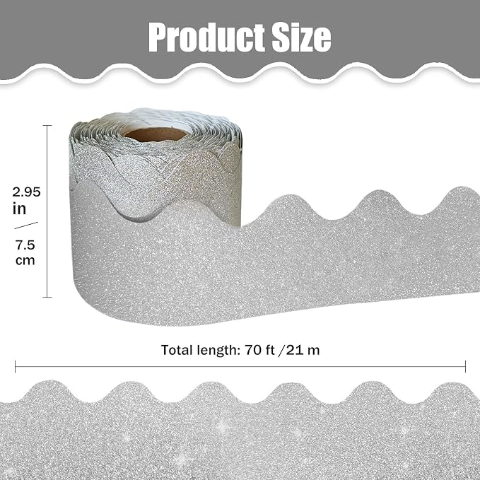 70Ft Shine Bulletin Board Borders，Scalloped Poster Boards Decorations Trim - Image 2
