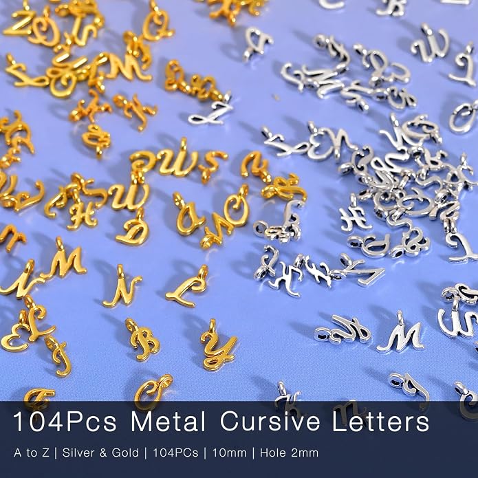 stino 200Pcs A-Z Metal Letter Charms - Image 2