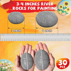 Reeplan 30PCS Large Rocks for Painting, 3-4 Inches Natural Flat River Rocks for - Image 2