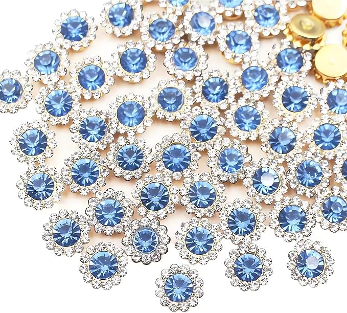 12mm 150pcs Crystal Sky Blue Sew on Rhinestones, Crystals Glass Gems by Unknown