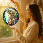 Stained Glass Window Hanging, LAOWEIKI 8'' Fairy Suncatcher, Stained Glass - Image 2