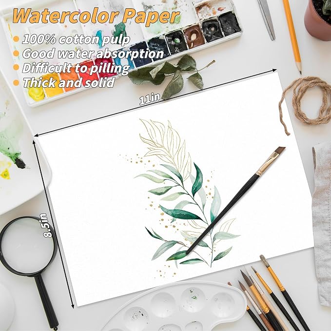 150 Sheets 100% Cotton Watercolor Paper Bulk -140LB/300GSM Art Paper-8.5 x 11 - Image 2
