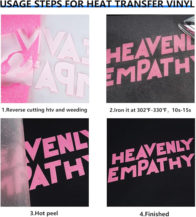 FUNKAKA Glitter Fluorescent Pink HTV Heat Transfer Vinyl Rolls, Glitter HTV - Image 5