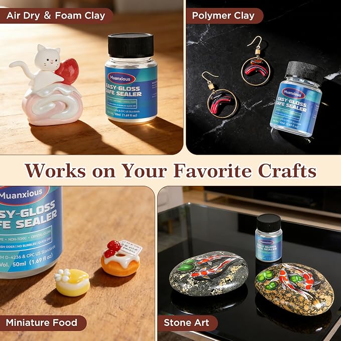 Muanxious Air Dry Clay Glaze — No-Tack High Gloss Waterproof Clear Varnish & - Image 4