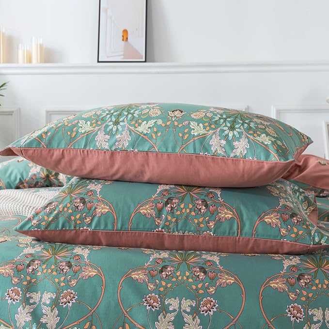 FADFAY Duvet Cover Set Button Closure Floral Bedding King/Cal King 100% Cotton - Image 8