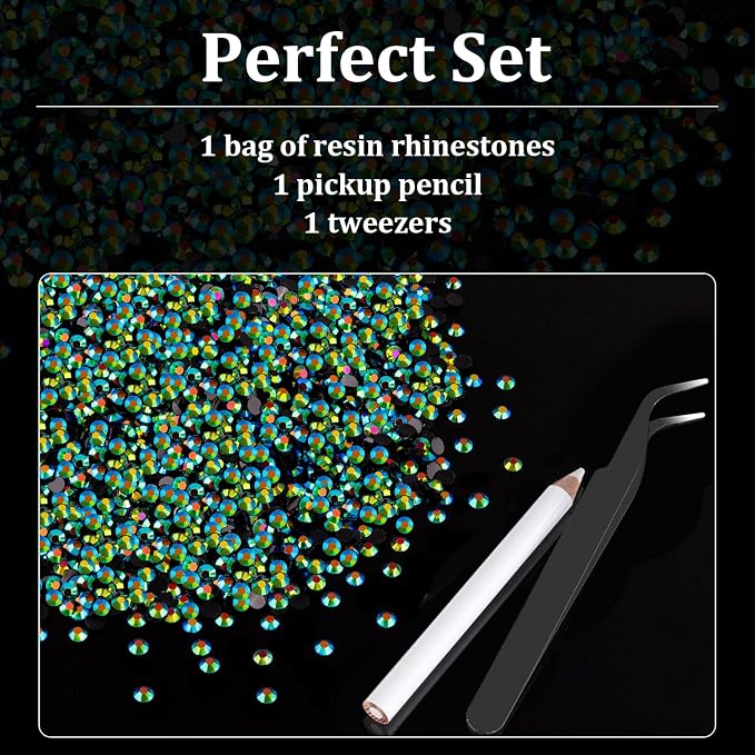 5000pcs 2mm Resin Rhinestones Bulk, Emerald Black AB Flatback Round Jelly - Image 6