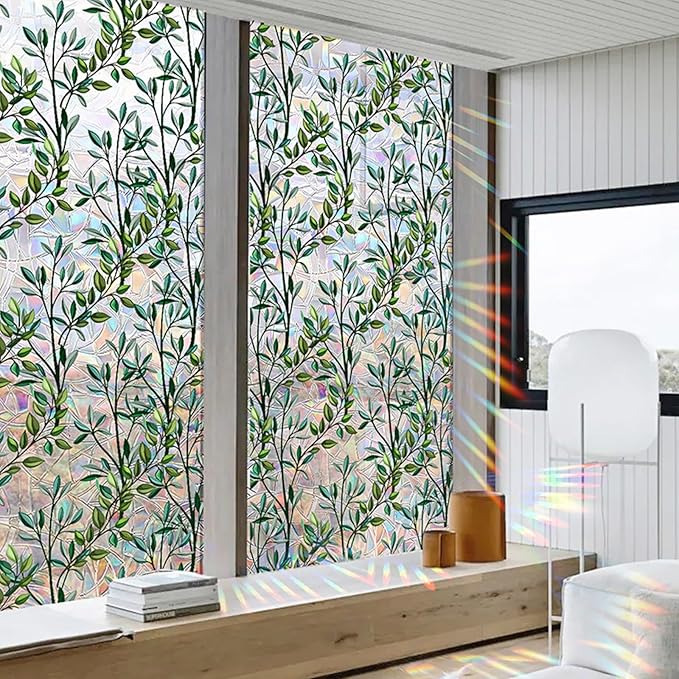 Retro Flowers Window Privacy Film, Magnolia Stained Glass Decorative Window Film by Unknown