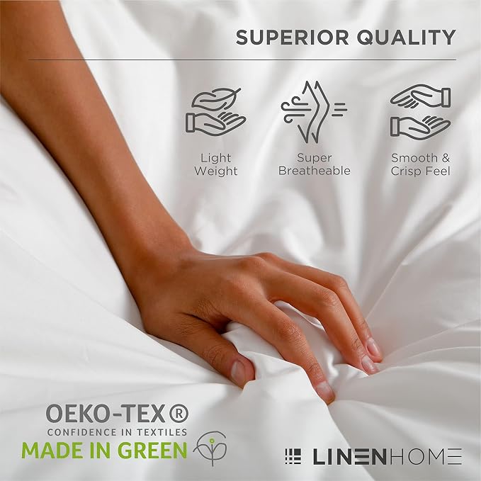 Linen Home 100% Cotton Percale Sheets King Size - Image 7