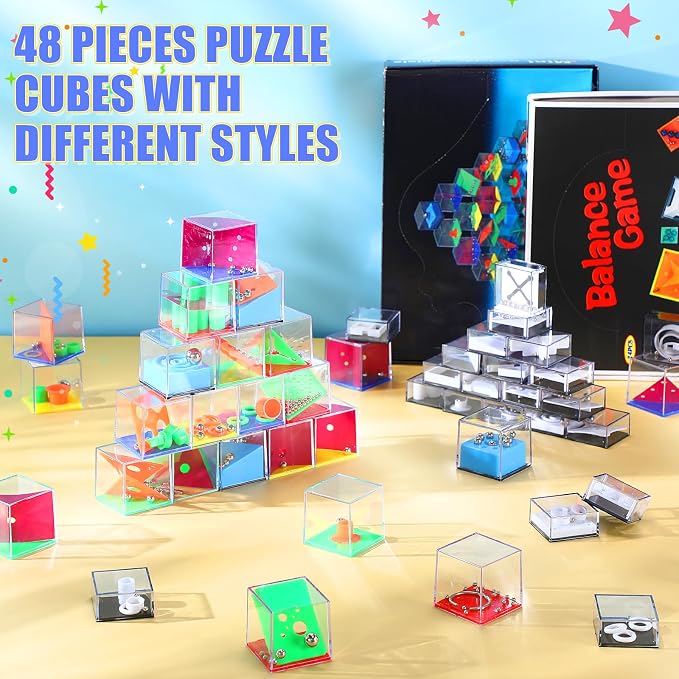 Lenwen 48 Pieces Brain Teaser Puzzles Cubes mini Puzzle Party Favors Goodie - Image 3