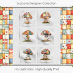 Patchwork Mushroom Cotton Fabric Panel – 6 Designs + Bonus Sheet 29.5×19.6 inch - Image 5