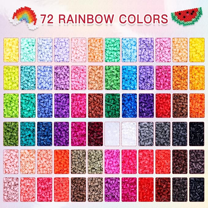 Quefe Fuse Beads Kit 36000 Pcs 72 Colors 2.6mm Mini Beads Craft Kit Including - Image 3
