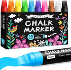 Window Chalk Markers for Glass Washable, 10 Colors Jumbo Liquid Chalk Marker by Sruoloc