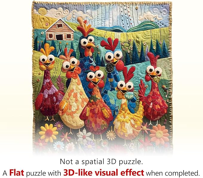 Chicken Puzzles Funny Hen Rooster Rainbow Farm Animals Puzzle Adults Gifts - Image 9