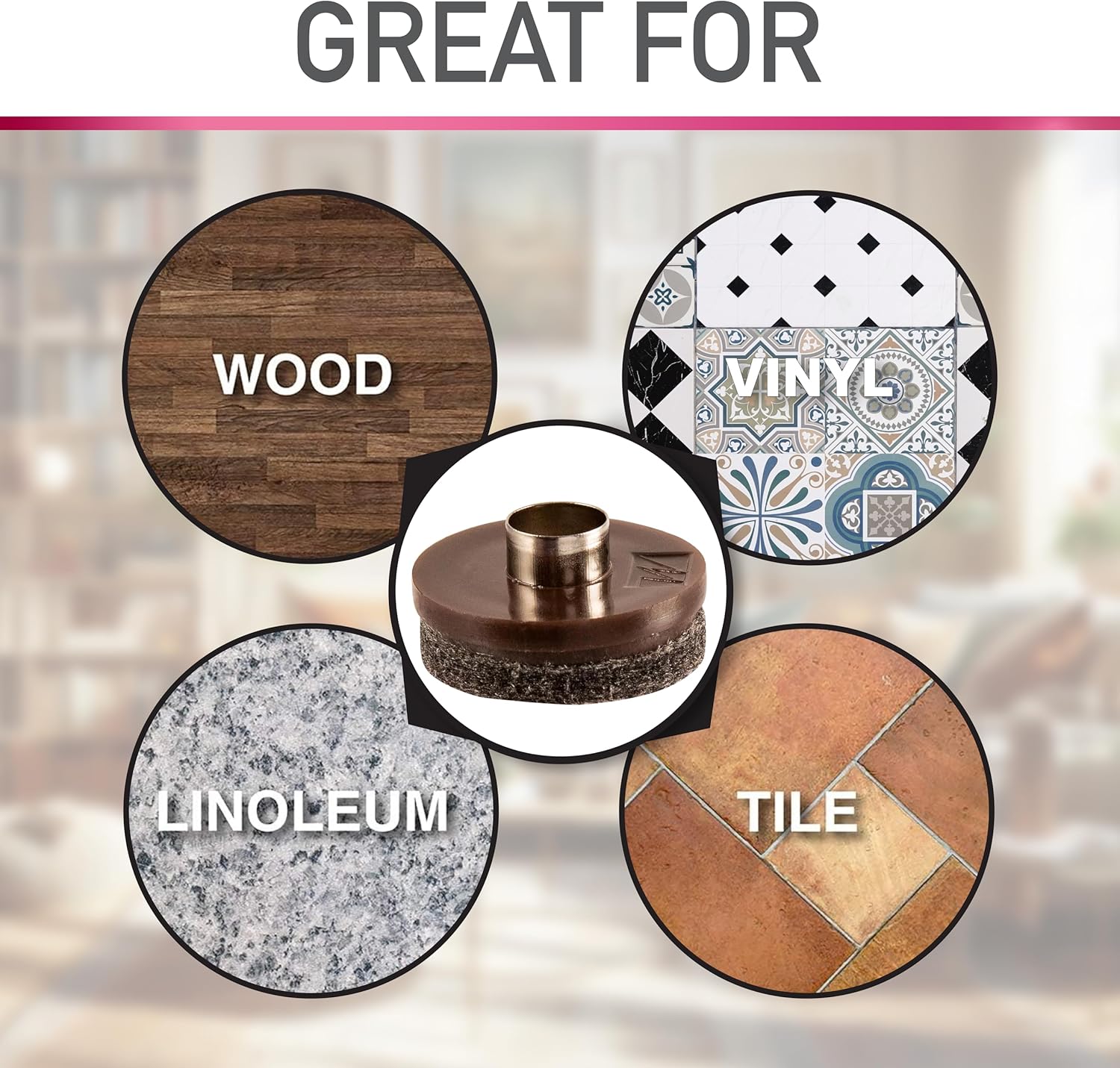 Nail-on, Heavy Duty Felt Pads for Wood Furniture and Hard Surfaces Value Pack (20 piece) - Walnut Brown, Round 1" in & 1.5" in