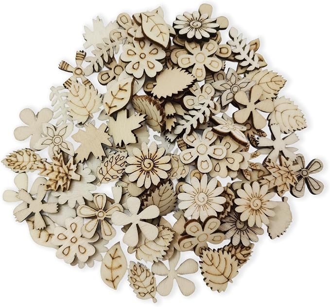 100 Pcs Unfinished Wooden Cutouts by Unknown