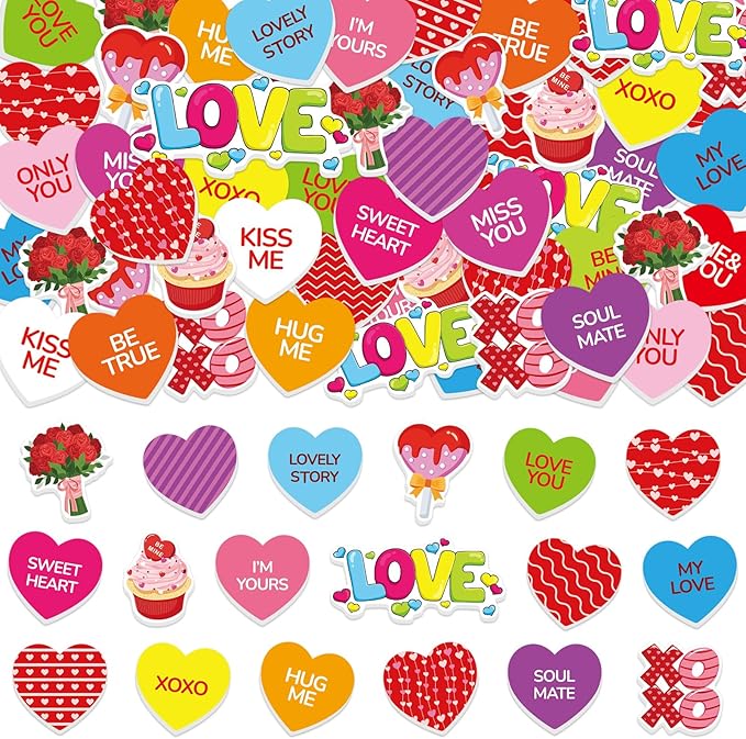 300Pcs Valentine's Day Foam Stickers, Self-Adhesive Heart Foam Stickers by Bonieset