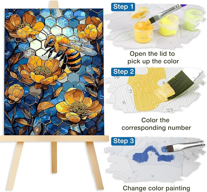 Lxmsja Bee Stained Glass Paint by Numbers Kit - Image 7