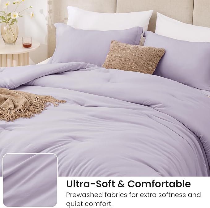 Love's cabin Lavender King Size Comforter Set, 3-Piece Prewashed Bed Set - Image 4