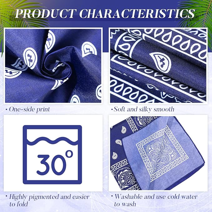 100 Pack Bandanas Unisex Paisley Bandanas Bulk Multi Purpose Cowboy Head Wrap - Image 4