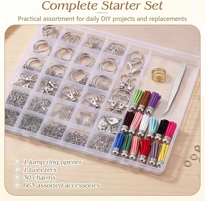 BESARME 695PCS Keychain Making Kit Metal Key Chain Supplies - Image 5