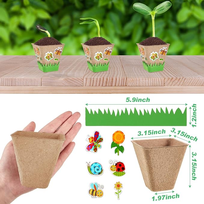 Gueevin 50 Pack Garden Paper Pot Craft Kit Flower Plant Spring Craft Including - Image 3