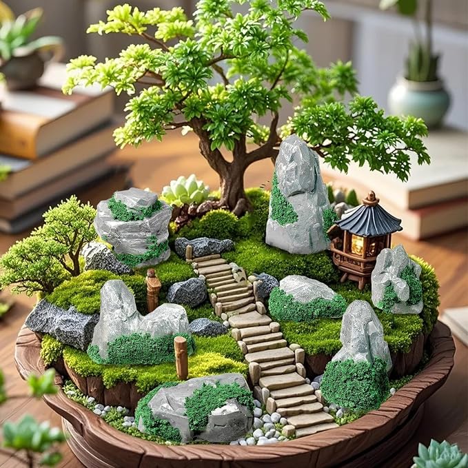 Warmtree 10 Pcs Diorama Rocks Fake Rock Miniature Stone Rock Statue - Image 3