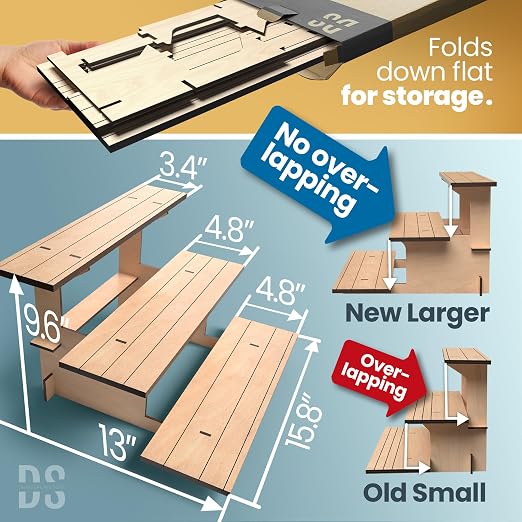 Straight Natural Wooden Tiered Display Stand, Portable Products Display Shelf - Image 2