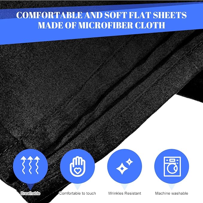Preboun 10 Pcs Black Flat Sheets Bulk Twin Size Soft Microfiber Top Flat - Image 3