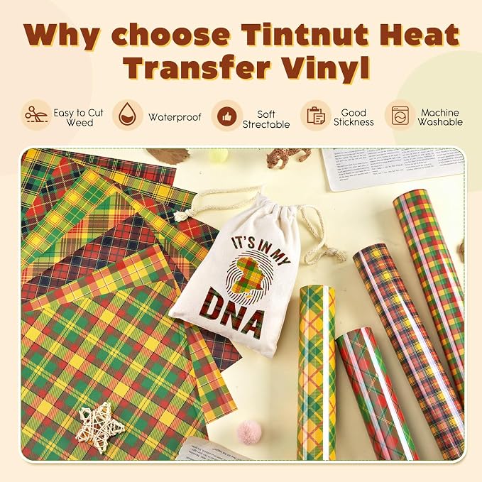 Tintnut African Plaid Heat Transfer Vinyl, 12 Sheets 12"x10" Iron on Vinyl | - Image 3