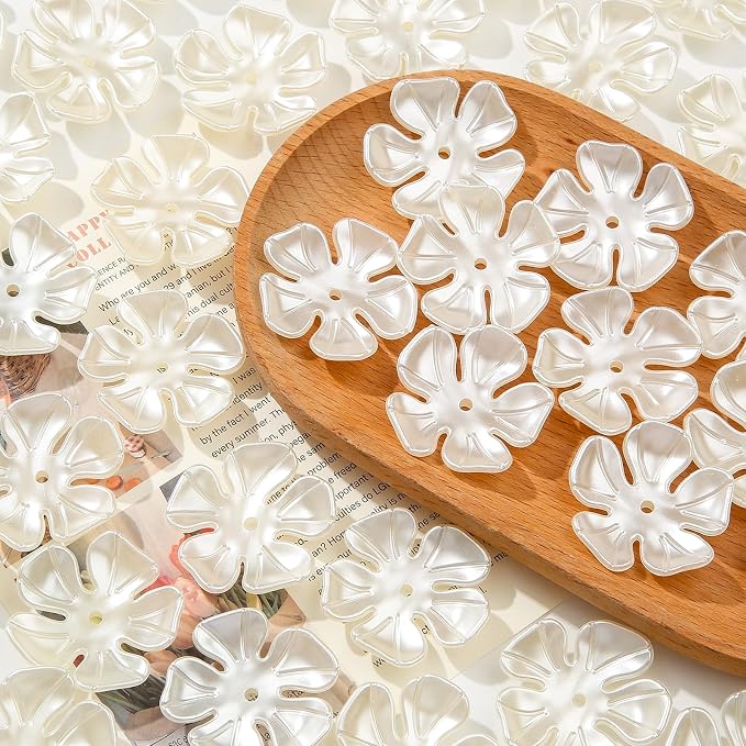 40pcs Flower Shape Beads White Pearl Flower Beads Color Lily Beads - Image 5