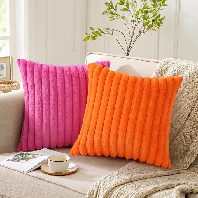 Pallene Faux Fur Plush Throw Pillow Covers 26x26 Set of 2, Luxury Soft Fluffy - Image 5
